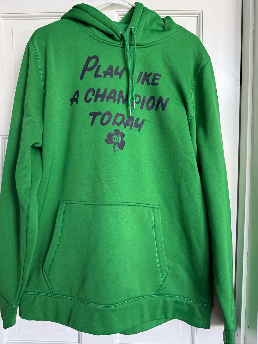 Under Armour Green Hooded Sweatshirt with Navy Slogan